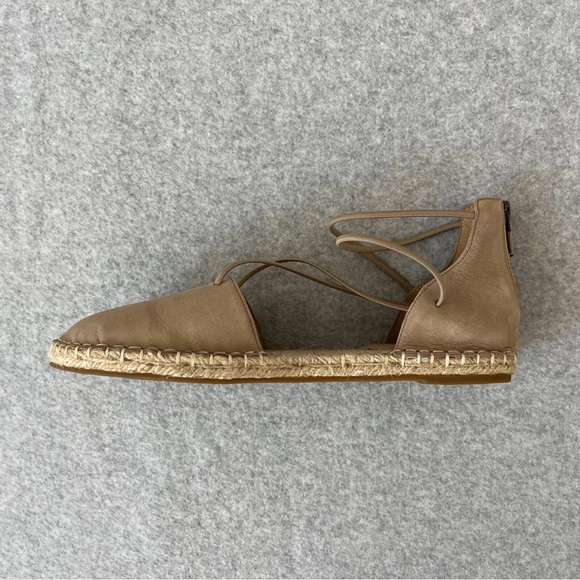 Eileen Fisher Sandals Womens 8.5 Flat Espadrille Tan Beige Barley Leather Upper - Picture 6 of 14